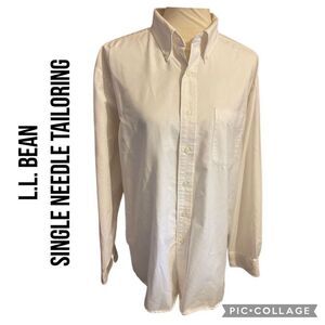 LL Bean White Shirt X-Large 17–35 | Cotton Blend Button-Up with Long Back Hem